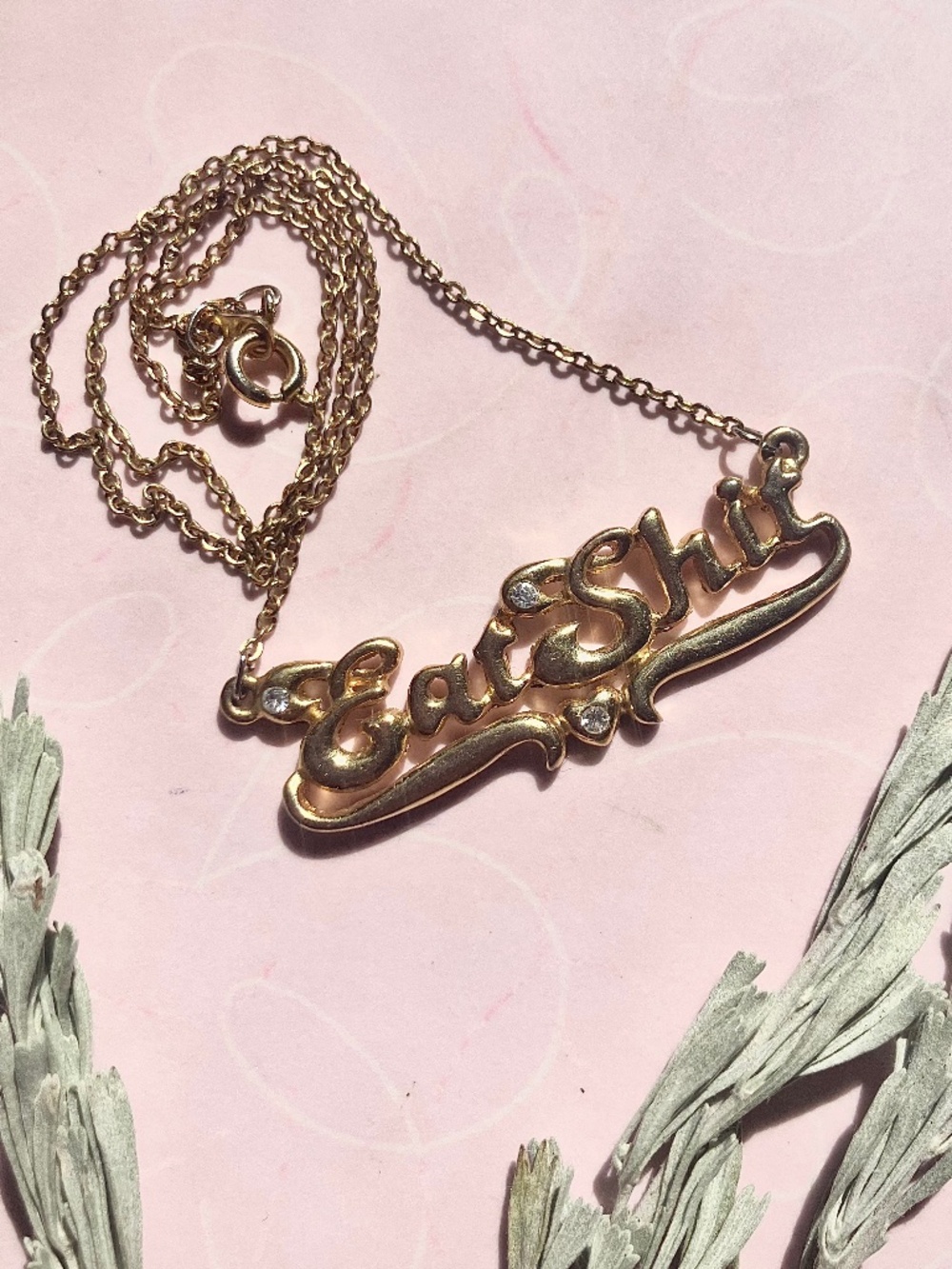 Vintage late 90’s eat shit necklace welovefine gold plated baddie